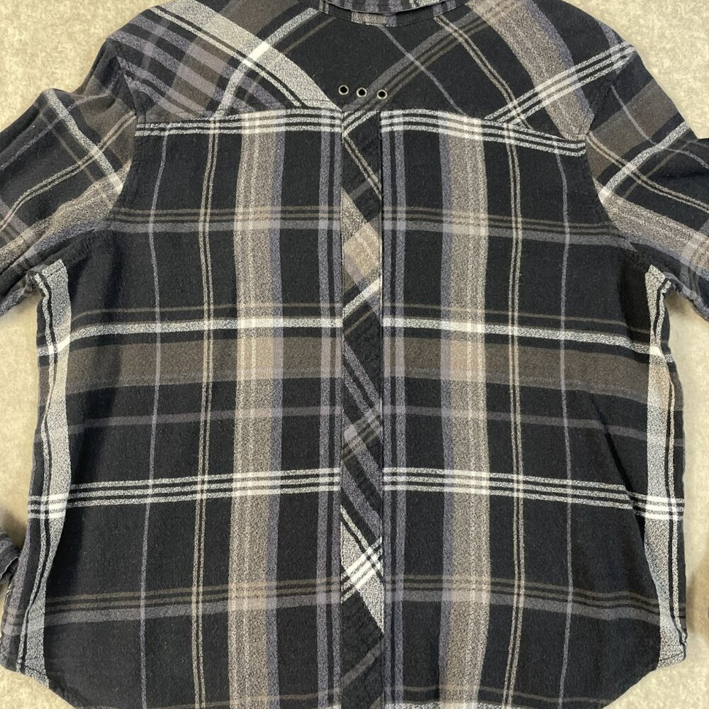 FREE‎ PEOPLE Top Womens Size Sm Blue Plaid Button Front Flannel Shirt Comfy Cozy - Picture 9 of 11